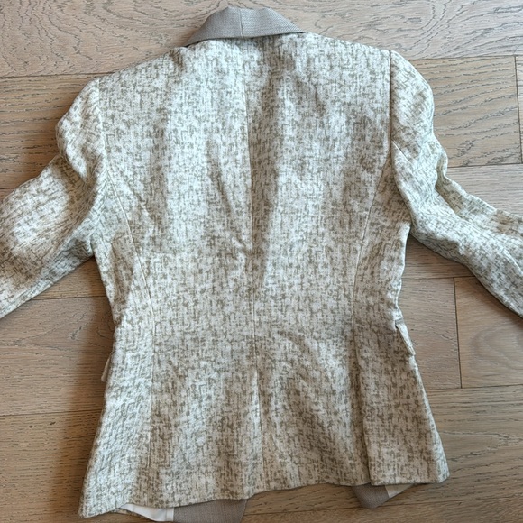 White cream and tan linen suit blazer jacket Tahari 0P BNWT - Picture 4 of 4